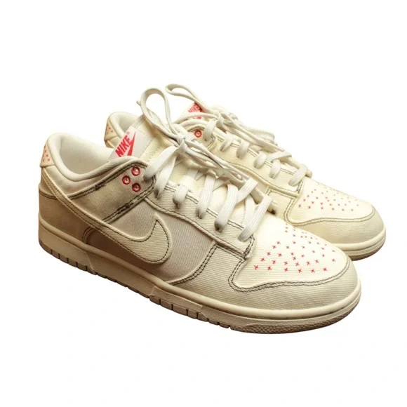 NIKE Men Size US10.5 Dunk Low Se Denim Orewood Sneakers Ivory Dv0834 Retro - Picture 2 of 14